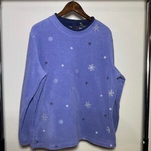 C&B Sport Purple Fleexe Like Snowflake Long Sleeve Crewneck Size XL Vintage 90s